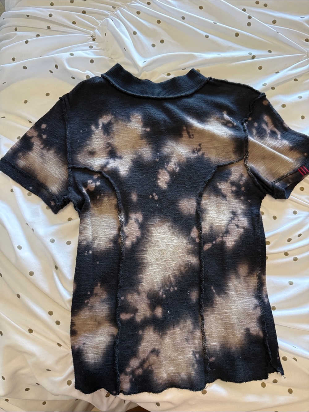 Black & Bleach Tie-Dye Short Sleeve Top